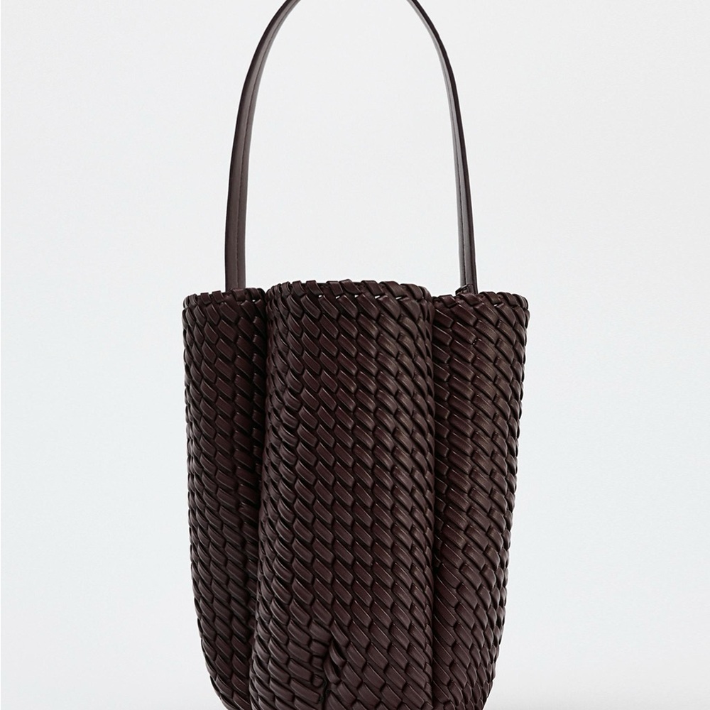 Zara Brown Woven Bucket Bag